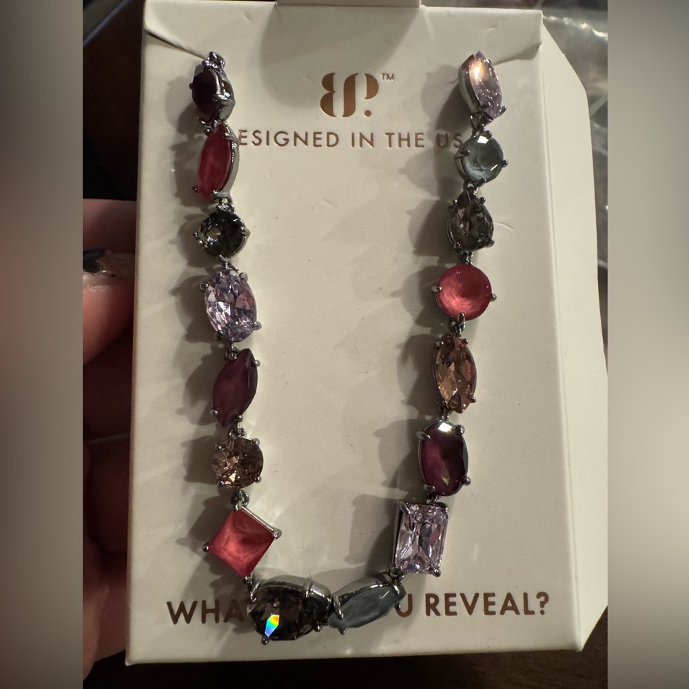 NIB Bomb Party Holiday Jewel Candy Cane Crush Multi-Color Gemstone Bracelet